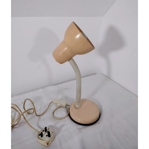 57 - Vintage Pastel Pink Gooseneck Desk Lamp in the Style of Hala Zeist Dated 1981 approx 16