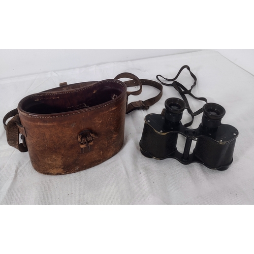 60 - Ross Ltd Stereo Prism Binoculars, (Power 6), with Original Leather Case Marked R.A.C.F., Circa World... 