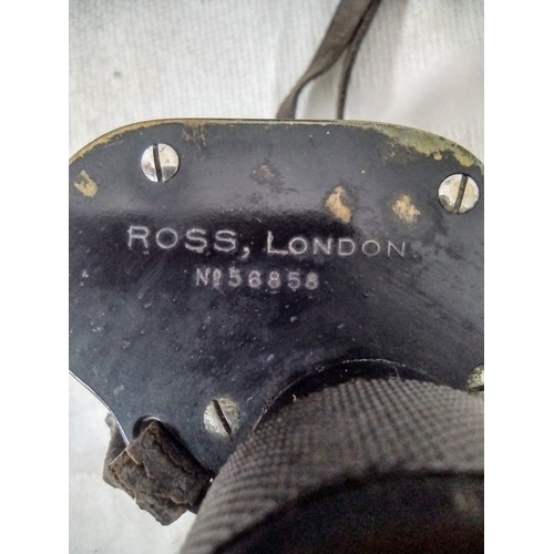 60 - Ross Ltd Stereo Prism Binoculars, (Power 6), with Original Leather Case Marked R.A.C.F., Circa World... 