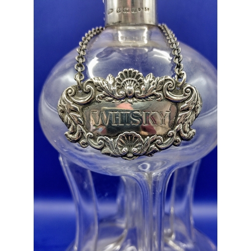 71 - Edwardian Decanter with 1923 John Grinsell & Sons Hallmarked (Birmingham) Silver Collar and 1968 Bir... 