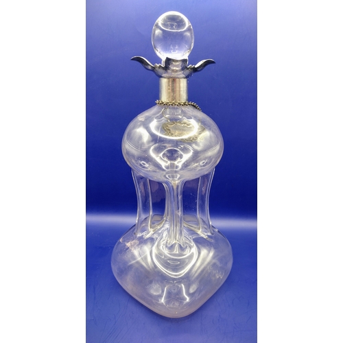 71 - Edwardian Decanter with 1923 John Grinsell & Sons Hallmarked (Birmingham) Silver Collar and 1968 Bir... 