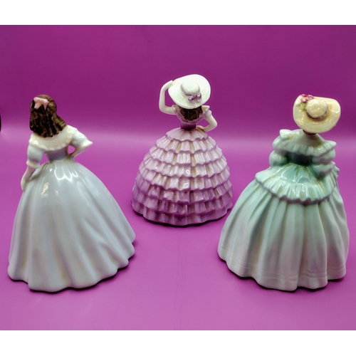 75 - Set of Three Coalport Minuettes Figurines Featuring Joanne, Natalie, and Chloe from the 1995–1996 Co... 