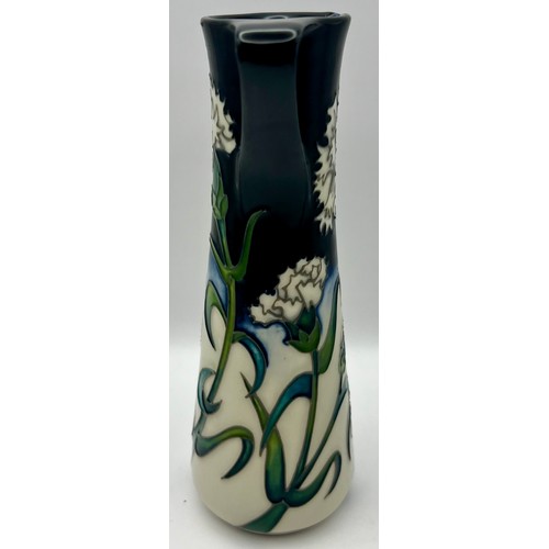 102 - Moorcroft Trial Piece Slender Jug - White Carnation Jug by Nicola Slaney 18.5cm approx