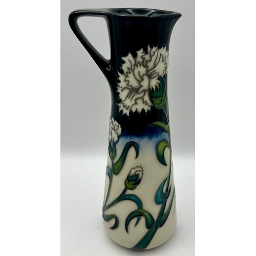 102 - Moorcroft Trial Piece Slender Jug - White Carnation Jug by Nicola Slaney 18.5cm approx