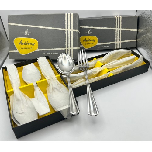 109 - Boxed Set of 6 Dessert Spoons & Forks by Ashberry of Sheffield De Luxe Cutlery -  Savoy Staybrite Ty... 