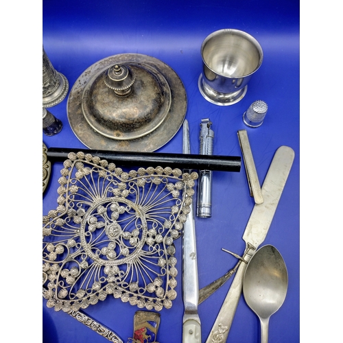 111 - Collection of Late 19th to Mid-20th Century Interesting Metalware Items Including Filigree Tray, Acm... 