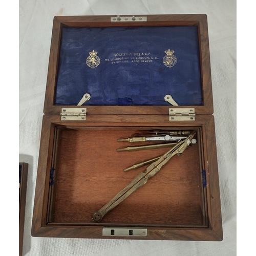 115 - Victorian Holtzapffel & Co. Burr Walnut Drafting Instrument Set, Circa 1890–1910, with Royal Appoint... 