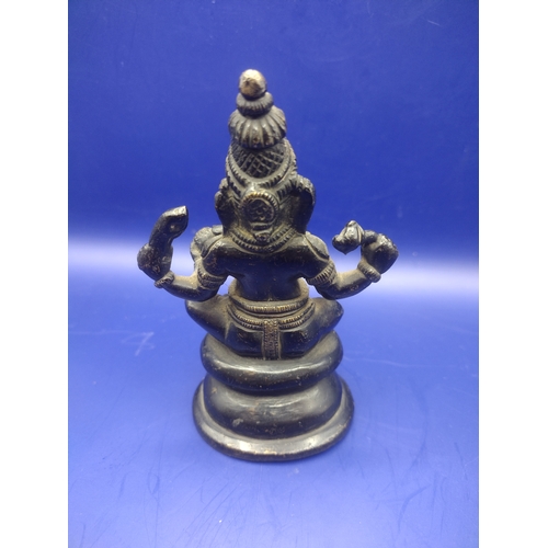 116 - Vintage Handcrafted Brass Figure of Lord Ganesha, Seated with Symbolic Attributes and Mouse Mount, 1... 