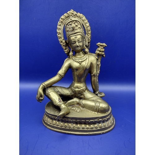 146 - Mid-20th Century Nepalese Avalokiteshvara Seated Bronze Figure, Depicting Bodhisattva of Compassion ... 