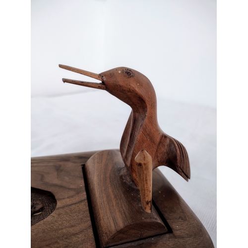 152 - Vintage Wooden Bird-Themed Cigarette Dispenser Featuring Hand-Carved Design and Functional Mechanism