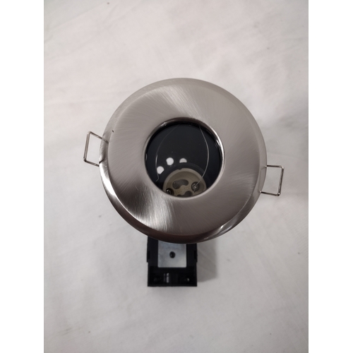 155 - Pair Of Modern Recessed Ceiling Downlights With Brushed Stainless Steel Finish And GU10/MR16 Compati... 