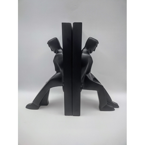 163 - Pair of Chris Collicott for Kikkerland Modernist Bookends Featuring Abstract Figures Bracing Against... 