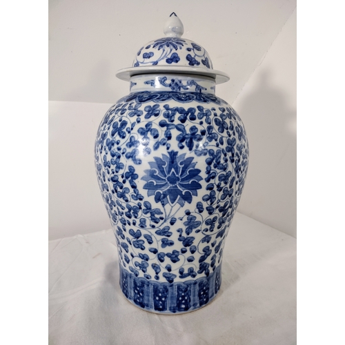 177 - Chinese Kangxi Style Blue and White Porcelain Temple Jar, Late Qing Dynasty, Circa 1880–1920 approx ... 