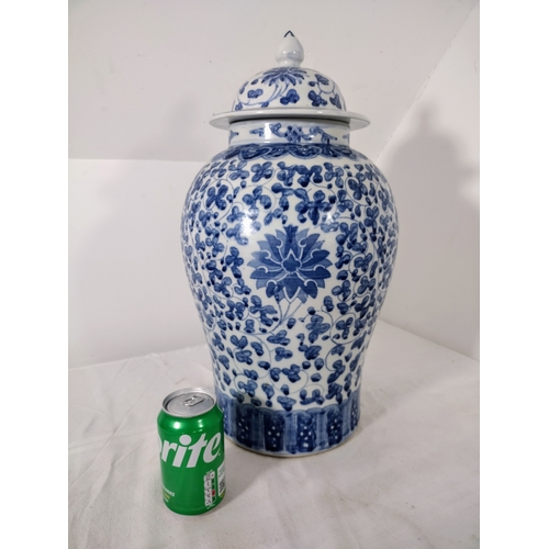 177 - Chinese Kangxi Style Blue and White Porcelain Temple Jar, Late Qing Dynasty, Circa 1880–1920 approx ... 