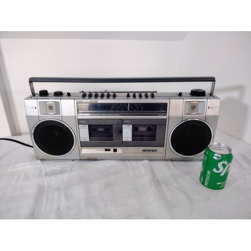 184 - Vintage Sanyo M-W1L Stereo Cassette Recorder and AM/FM Radio, Dual Tape Deck, Fully Working Order, A... 