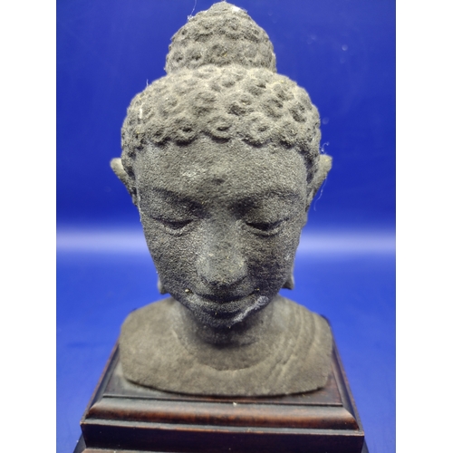 191 - Antique Southeast Asian Buddha Head Sculpture in Volcanic Rock, (Possibly Thai or Khmer) Mounted on ... 