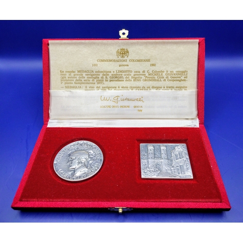 219 - Limited Edition Commemorative Medal and Plaque Set by Michele Giovannelli, Honouring the 500th Anniv... 