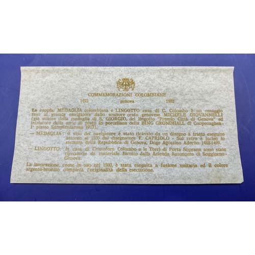 219 - Limited Edition Commemorative Medal and Plaque Set by Michele Giovannelli, Honouring the 500th Anniv... 