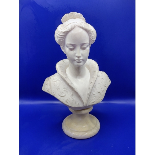 222 - Mid-20th Century A. Giannelli Signed Stone Composite and Marble Bust of a Woman, Approx. 25 cm High,... 