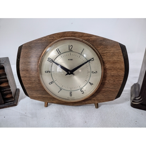 227 - 3x Mid-20th Century British Mantel Clocks, Including Smiths and Metamec