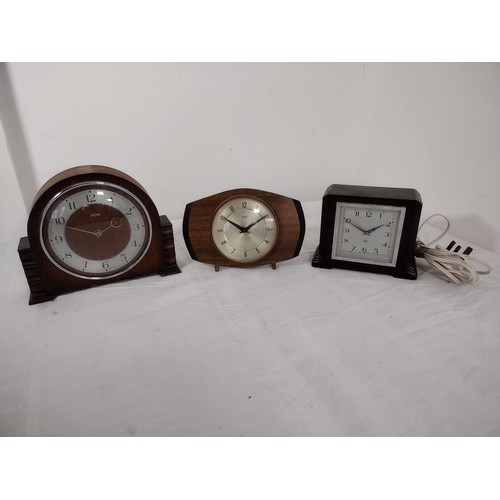 227 - 3x Mid-20th Century British Mantel Clocks, Including Smiths and Metamec