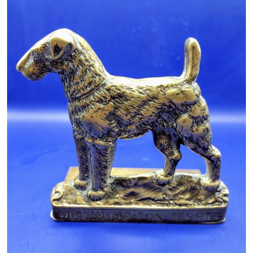 234 - Pair of Early to Mid-20th Century Peerage Brass Co Wire-Haired Fox Terrier Bookends, Each Approximat... 