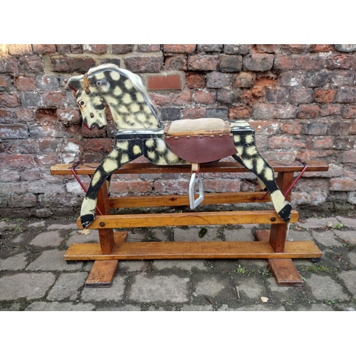 247 - Early to Mid-Century Tri-Ang Child's Wooden Swing Rocking Horse on Static Wooden Frame, Circa 1940s/... 