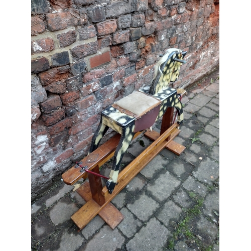 247 - Early to Mid-Century Tri-Ang Child's Wooden Swing Rocking Horse on Static Wooden Frame, Circa 1940s/... 