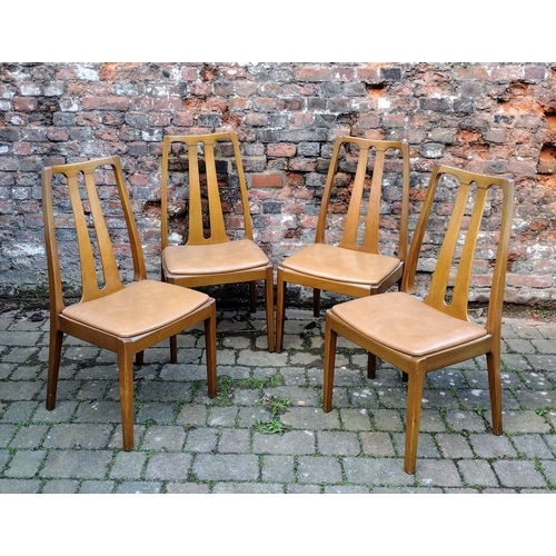 249 - Set of Four Mid-Century Nathan Teak Dining Chairs with Sculptural Backs and Vinyl Seats, Circa 1960s... 