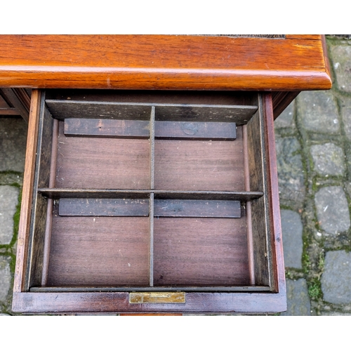 251 - Edwardian Mahogany Writing Desk with Art Deco Influences, Amber-Coloured Bakelite Handles, and Toole... 