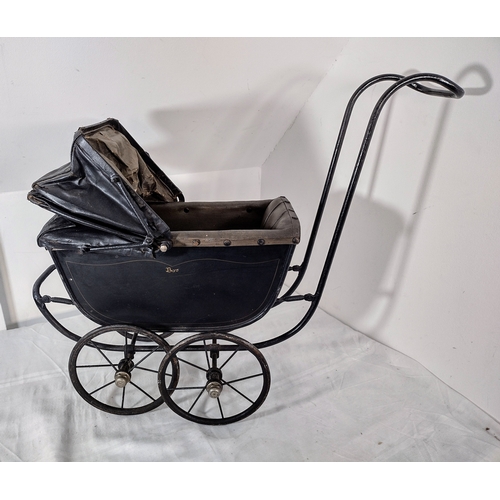 254 - Edwardian Marmet Dolls’ Pram by Brownes of Plymouth, Featuring C-Sprung Suspension System, Original ... 