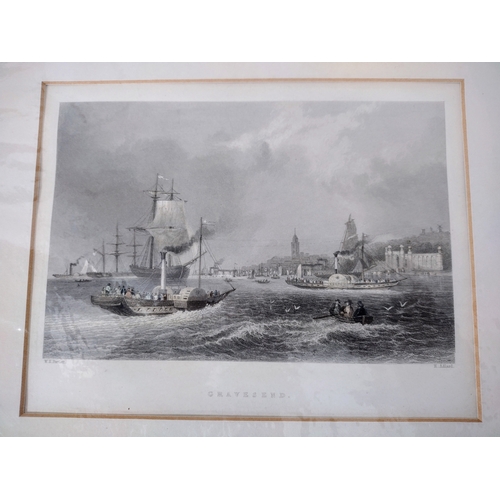 259 - Two 19th Century Steel Engraving of Gravesend One by W.H. Bartlett and H. Adlard, Circa 1840s also F... 