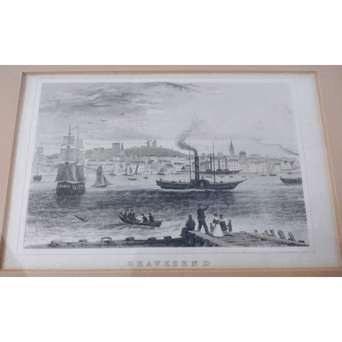 259 - Two 19th Century Steel Engraving of Gravesend One by W.H. Bartlett and H. Adlard, Circa 1840s also F... 