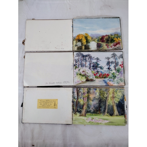 275 - Set of Three Watercolour Sketchbooks with Original Artwork, Circa 1919–1929, Featuring Approx. 75 Pa... 