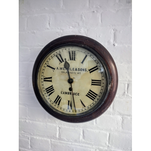 281 - Late Victorian A. Wehrle & Sons Station/School Wall Clock with Original Movement, Hands, and Pendulu... 