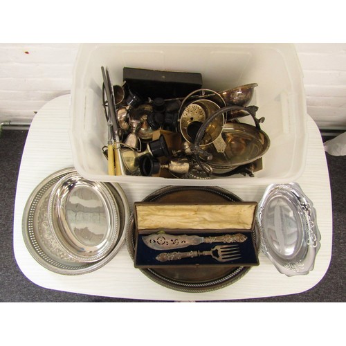 11 - Large Collection of Metalware including Silver Plate Trays, Knife Sharpener, Trophies etc.