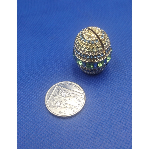 17 - Set of Two Joanna Buchanan Sparkle Egg Place Card Holders, Gold-Tone with Blue and Green Rhinestones... 