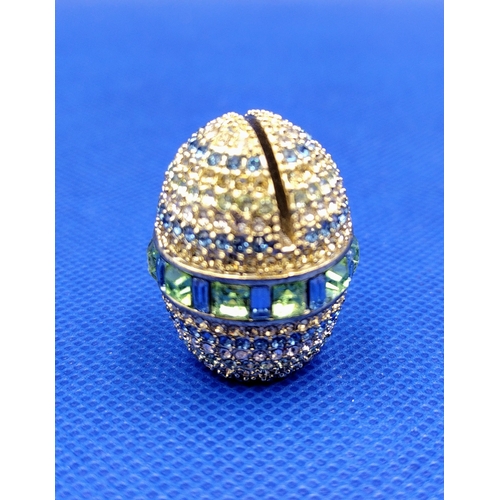 17 - Set of Two Joanna Buchanan Sparkle Egg Place Card Holders, Gold-Tone with Blue and Green Rhinestones... 