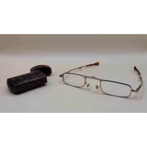 30 - Vintage Half-Frame Folding Spectacles with Tortoiseshell-Style Case Circa 1950s