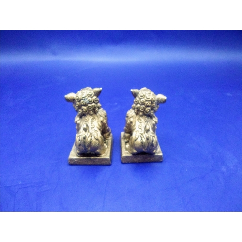 42 - Chinese Pair of Gilt Metal Foo Dog Seal Stamps