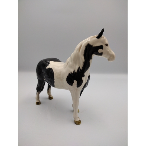 55 - Beswick Pottery Model H1373 Pinto Horse, Black and White Piebald, Produced Circa 1960s Discontinued ... 