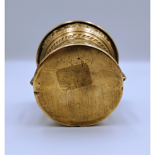 56 - Dutch East India Company Style Brass Mortar Apothecary Vessle Circa Late 19th Century.