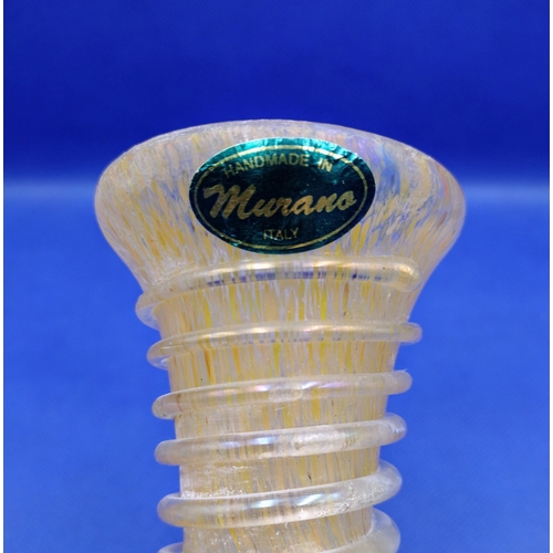 57 - Murano Handblown Glass Vase with Applied Ridges and Spatter Glass Decoration, Mid-20th Century