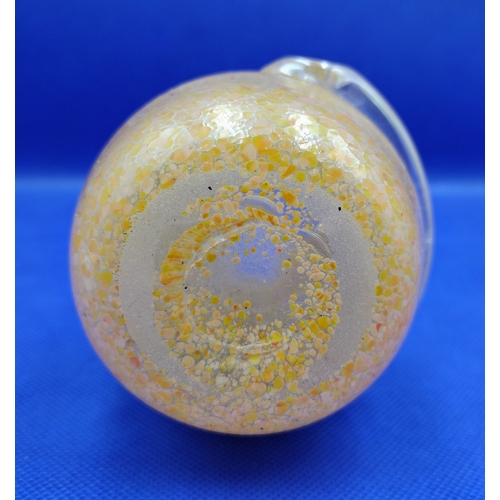 57 - Murano Handblown Glass Vase with Applied Ridges and Spatter Glass Decoration, Mid-20th Century