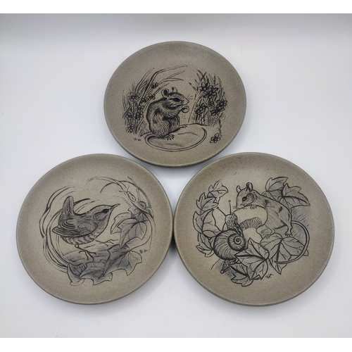 75 - Set of Three Poole Pottery Harvest Range Pin Dishes by Barbara Linley-Adams, Featuring Hand-Drawn An... 