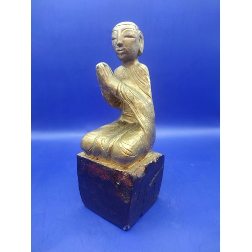 77 - Oriental 19th Century Wooden Buddah Sculpture Possibly Thai approx 7 inches High slightly a/f