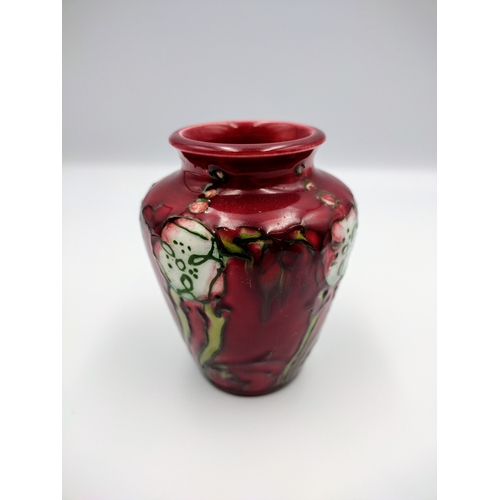 78 - Minton Secessionist Vase No. 7, Circa 1902–1905, Rich Red Glaze with Art Nouveau Floral Motifs, Appr... 