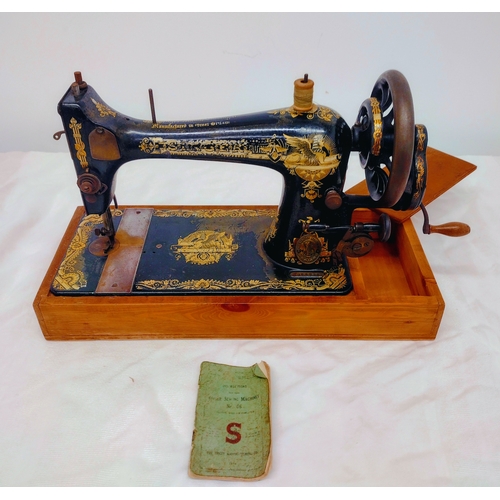 91 - Vintage Singer Model 66 Hand-Crank Sewing Machine with 