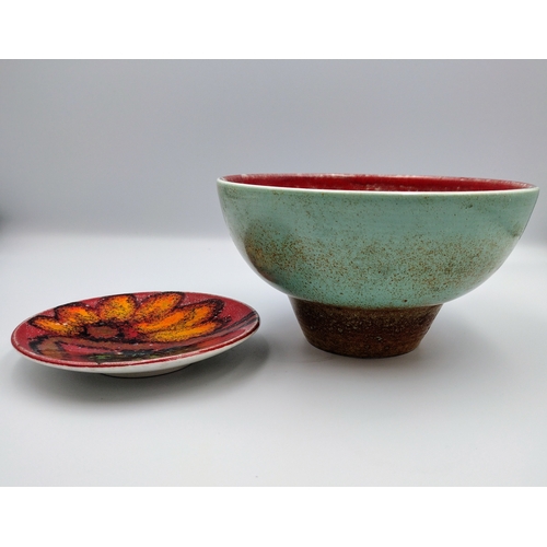 99 - Pair of Poole Pottery Delphis Studio Pieces, Large Bowl by Carol Cutler and Dish by Loretta Leigh, C... 