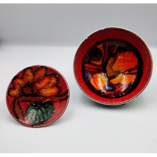 99 - Pair of Poole Pottery Delphis Studio Pieces, Large Bowl by Carol Cutler and Dish by Loretta Leigh, C... 